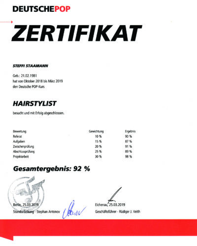 Zertifikat-Hairstylist